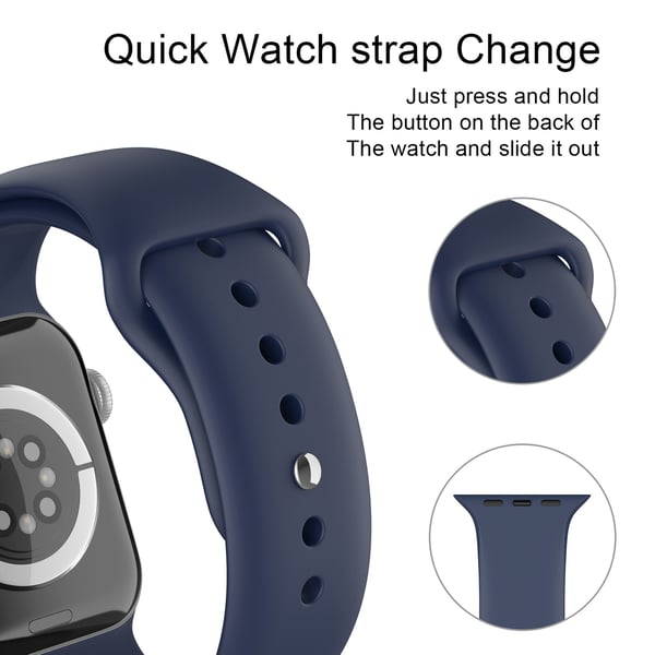 Apple Watch 42/44/45/46/49 mm Silikon Armband (M/L) Midnight Blue