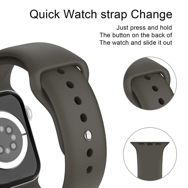 Apple Watch 42/44/45/46/49 mm Silikon Armband (M/L) Mörk Brun
