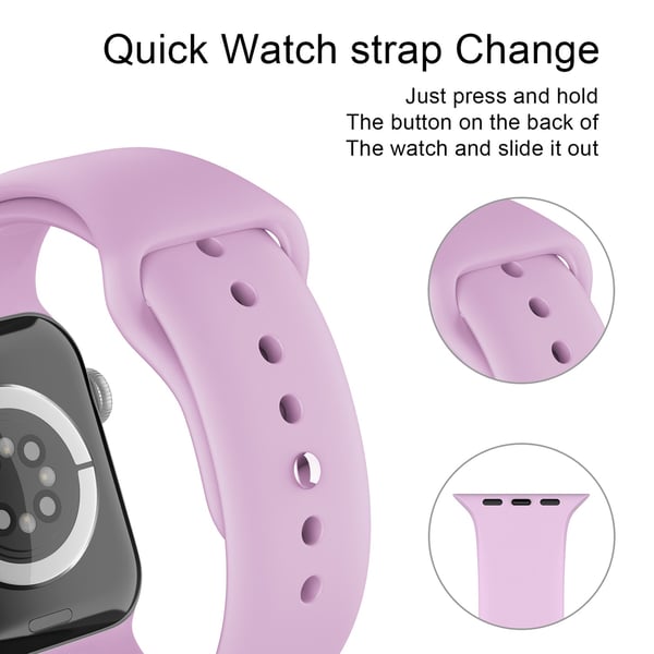 Apple Watch 42/44/45/46/49 mm Silikon Armband (M/L) Ljus Lila