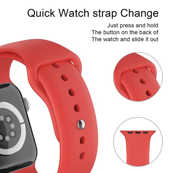 Apple Watch 42/44/45/46/49 mm Silikon Armband (M/L) Röd