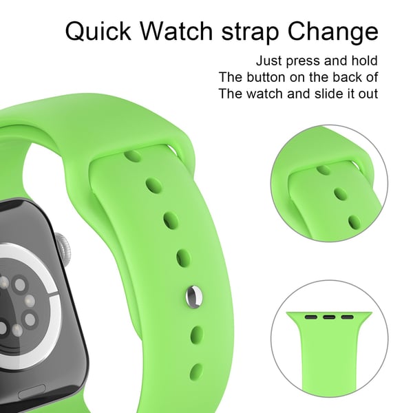 Apple Watch 42/44/45/46/49 mm Silikon Armband (M/L) Grön