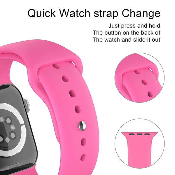 Apple Watch 42/44/45/46/49 mm Silikon Armband (M/L) Hot Pink