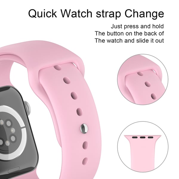 Apple Watch 42/44/45/46/49 mm Silikon Armband (S/M) Ljus Rosa