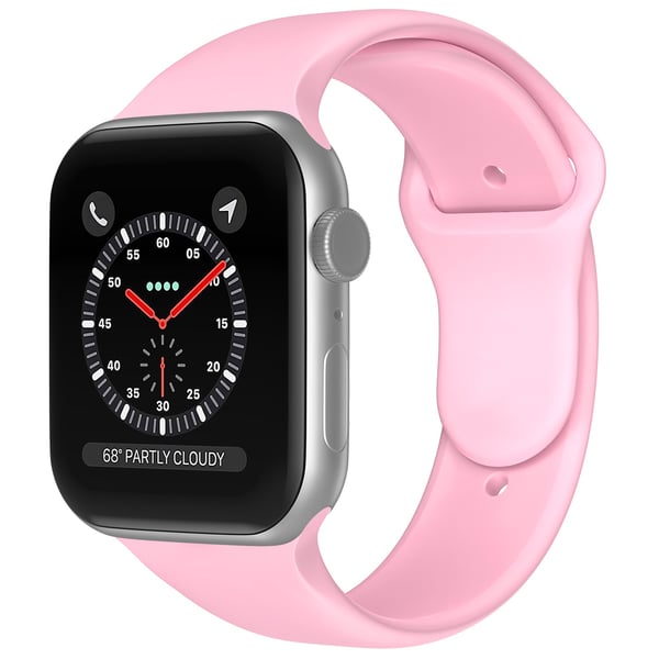 Apple Watch 42/44/45/46/49 mm Silikon Armband (S/M) Ljus Rosa