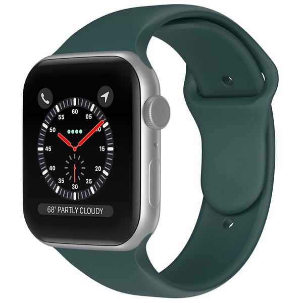 Apple Watch 42/44/45/46/49 mm Silikon Armband (S/M) Mörk Grön