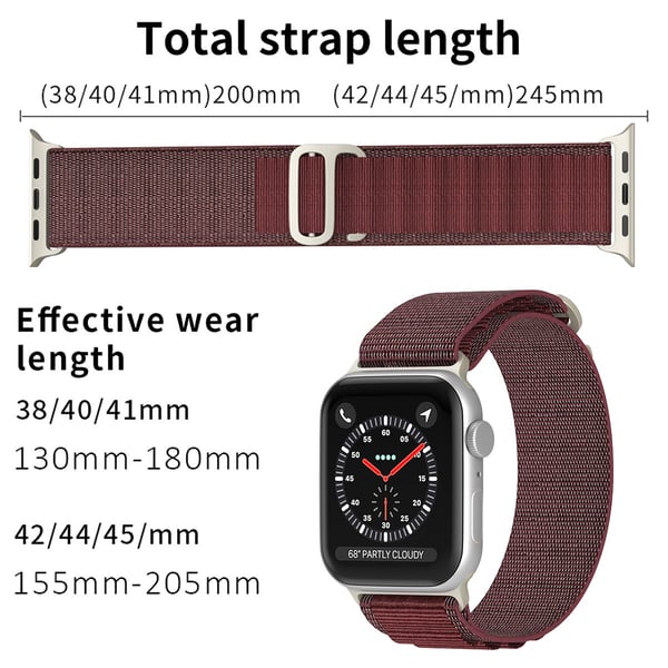 Apple Watch 42/44/45/46/49 mm Armband Alpine Pro Loop Burgundy