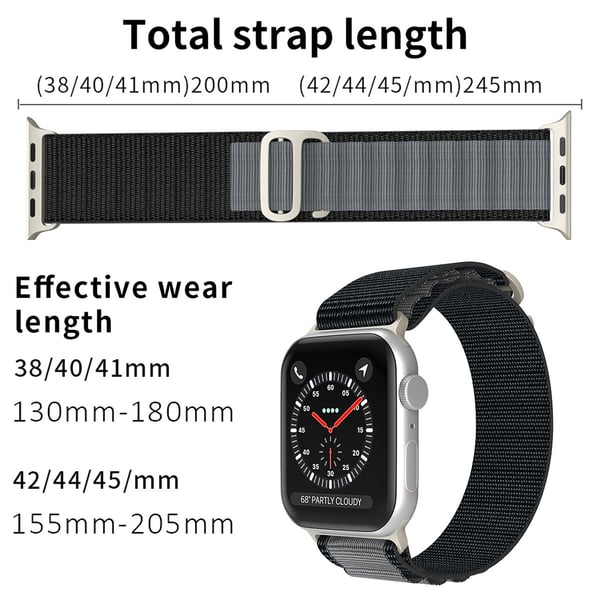Apple Watch 38/40/41/42 mm Armband Alpine Pro Loop Svart/Grå