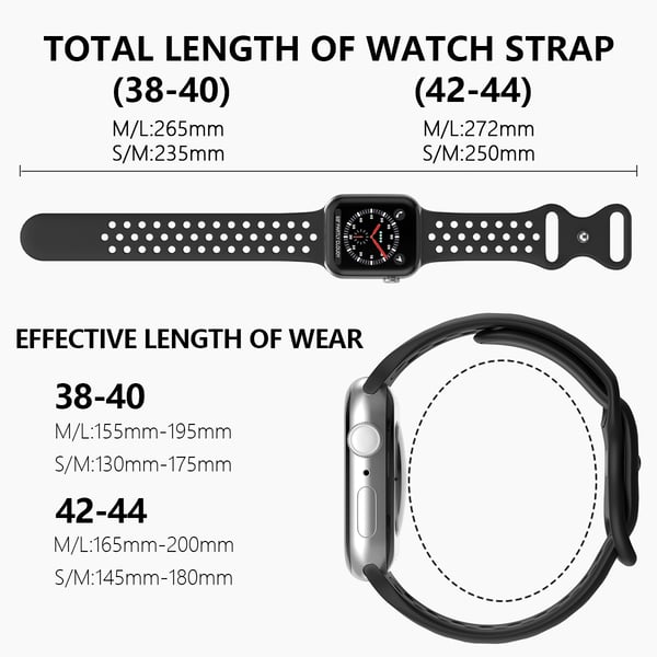 Sportarmband Dual-Color Apple Watch 42/41/40/38 mm (M/L) Svart