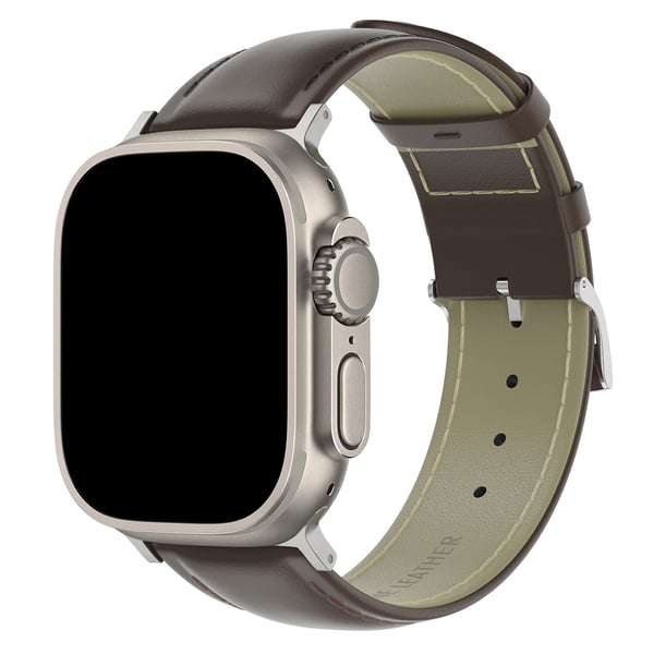 Äkta Läder Armband Apple Watch 42/44/45/46/49 mm Mörk Brun