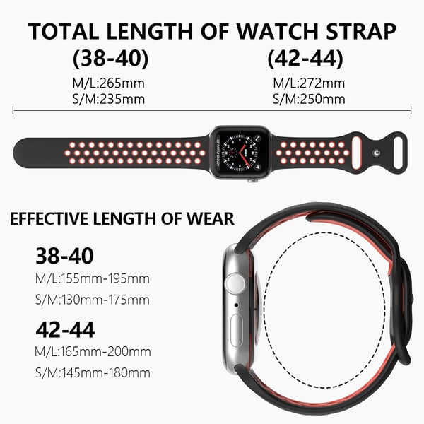 Sportarmband Dual-Color Apple Watch 42/41/40/38 mm (M/L) Svart/Röd