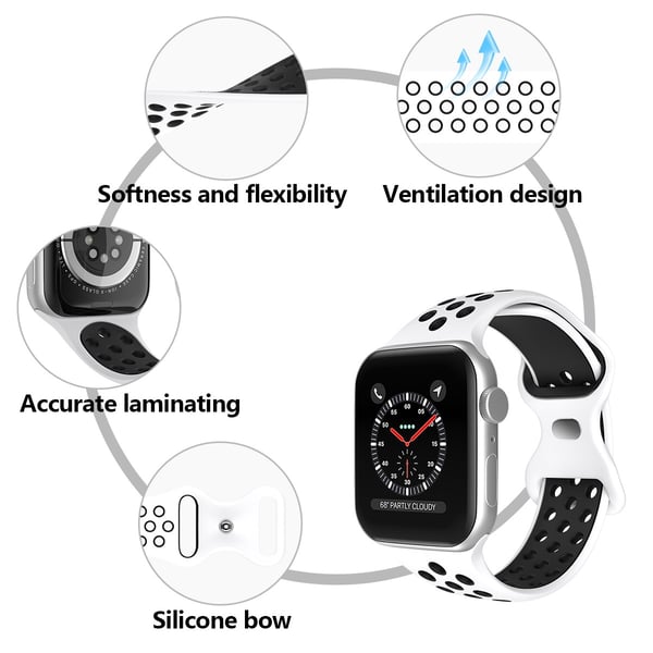Sportarmband Dual-Color Apple Watch 42/41/40/38 mm (M/L) Vit/Svart
