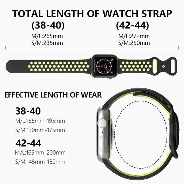 Sportarmband Dual-Color Apple Watch 42/41/40/38 mm (M/L) Svart/Gul