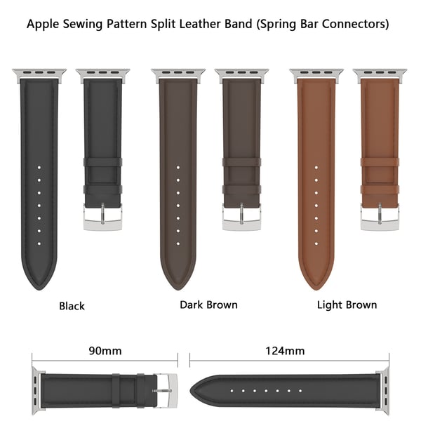 Äkta Läder Armband Apple Watch 42/44/45/46/49 mm Svart