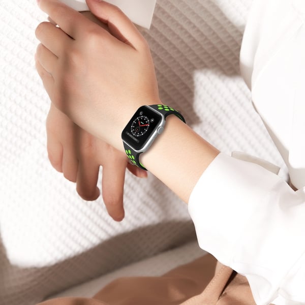 Sportarmband Dual-Color Apple Watch 42/41/40/38 mm (M/L) Svart/Grön