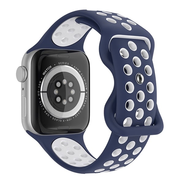 Sportarmband Dual-Color Apple Watch 42/41/40/38 mm (S/M) Blå/Vit