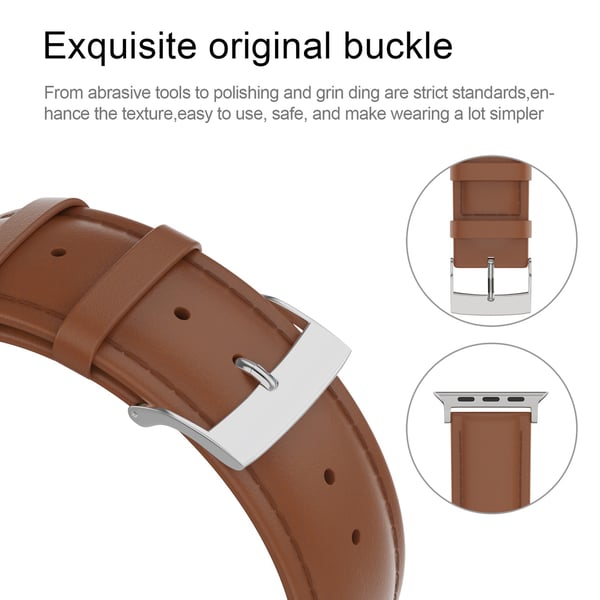Äkta Läder Armband Apple Watch 42/44/45/46/49 mm Brun