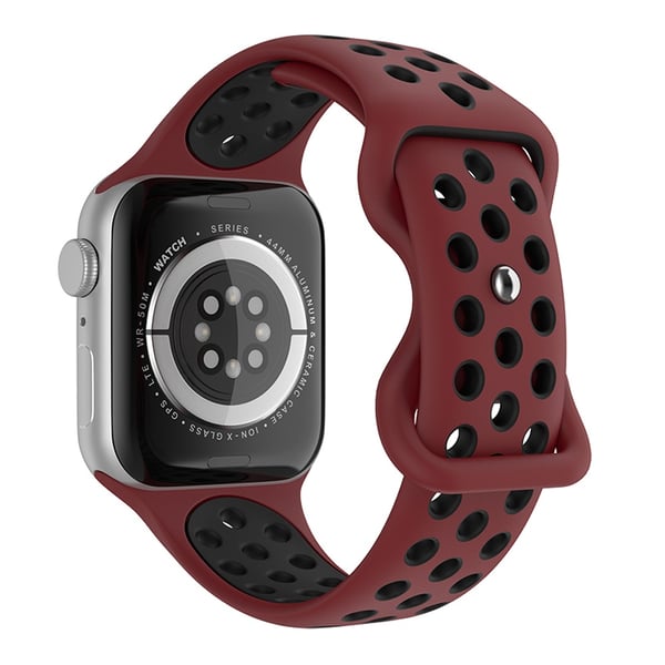 Sportarmband Dual-Color Apple Watch 42/41/40/38 mm (S/M) Vinröd/Svart