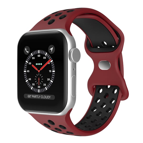 Sportarmband Dual-Color Apple Watch 42/41/40/38 mm (S/M) Vinröd/Svart
