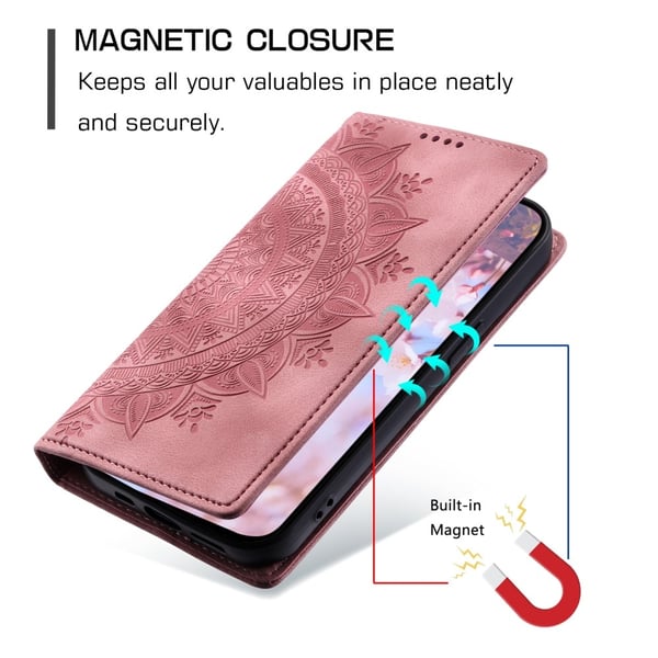 Motorola Moto G04 4G/G24 4G Fodral Filp Mandala Roséguld