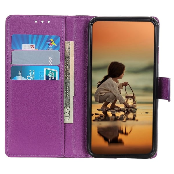 Motorola Moto G04 4G/G24 4G Litchi Läder Fodral Lila