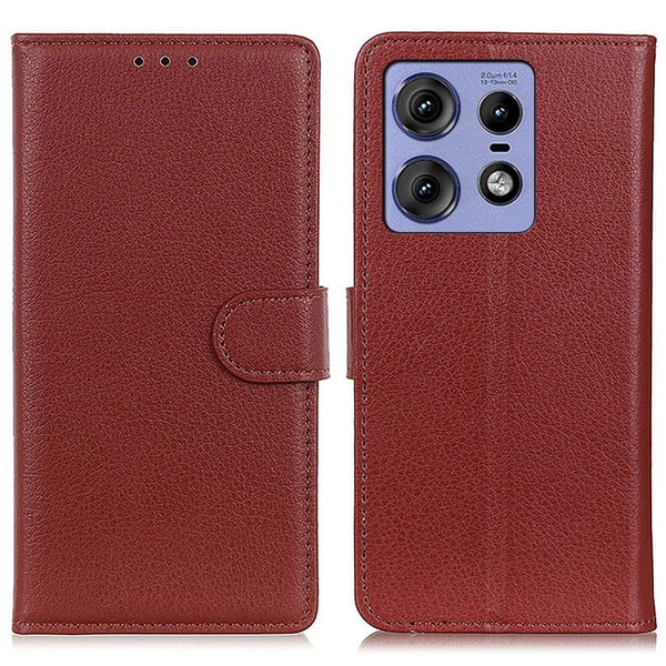 Motorola Edge 50 Pro 5G Fodral Litchi Läder Brun