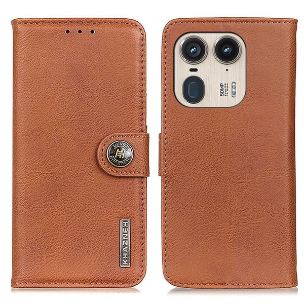 KHAZNEH Motorola Edge 50 Ultra 5G Läder Fodral Brun