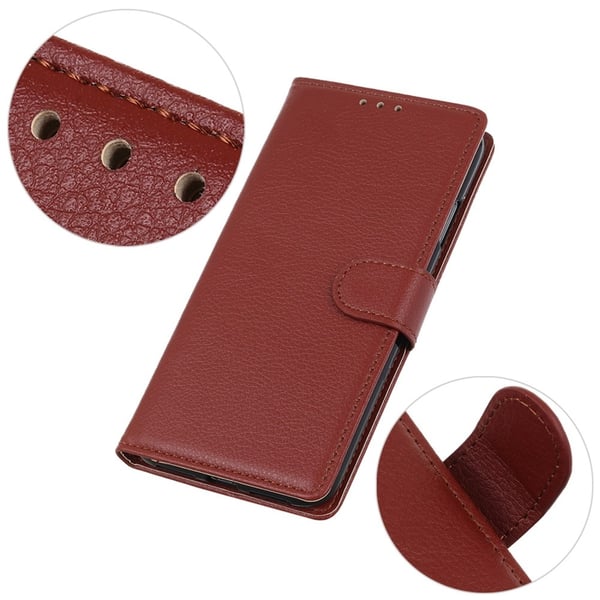 Sony Xperia 10 VI Litchi Läder Fodral Brun