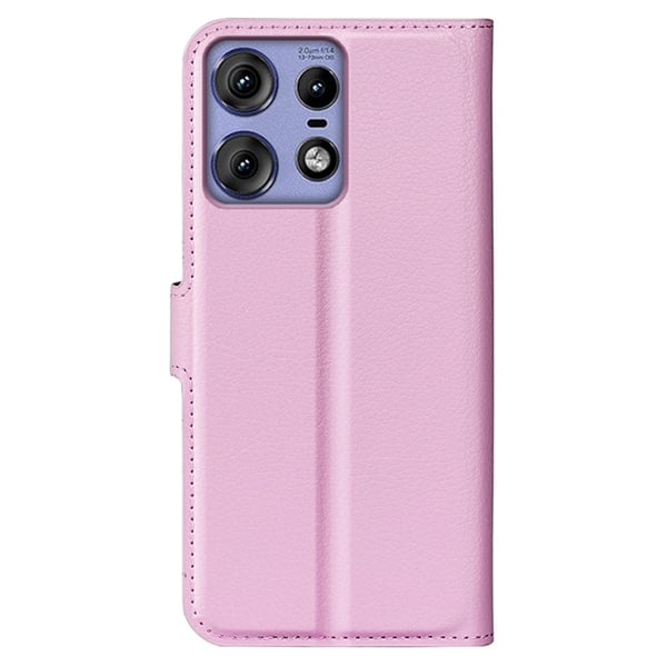 Motorola Edge 50 Pro 5G Litchi Läder Fodral Ljus Rosa