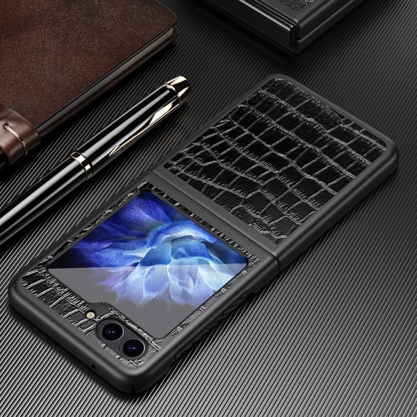 Galaxy Z Flip 6 / 7 FE Skal Krokodil Textur Läder Grön