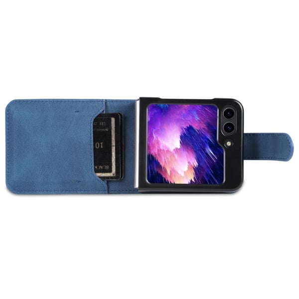 AZNS Galaxy Z Flip 6 / 7 FE Fodral Läder Blå