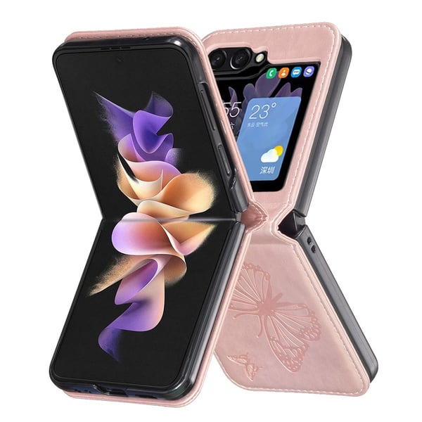 Galaxy Z Flip 6 / 7 FE Skal Fjäril Textur Rosa