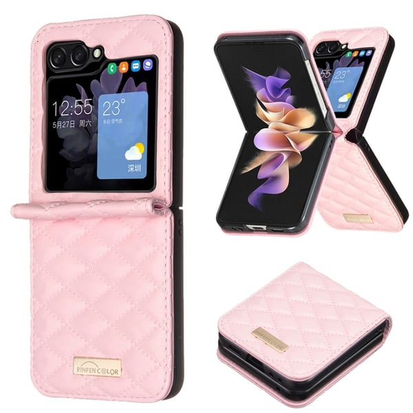 BINFEN Galaxy Z Flip 6/7 FE Skal Diamond Textur Rosa
