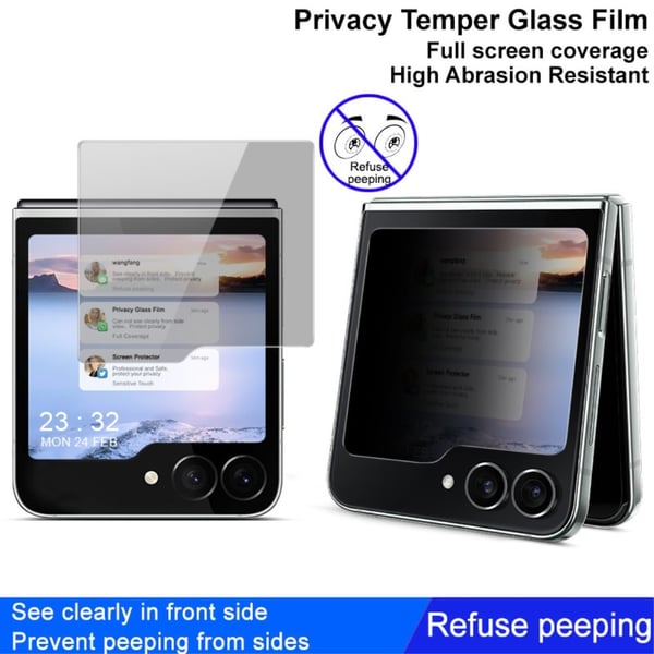 IMAK Galaxy Z Flip 6 / 7 FE Särmskydd Härdat Glas Privacy