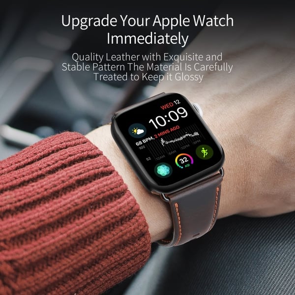 DUX DUCIS Apple Watch 42/44/45/46/49 mm Klockarmband Äkta Läder Mörk Brun