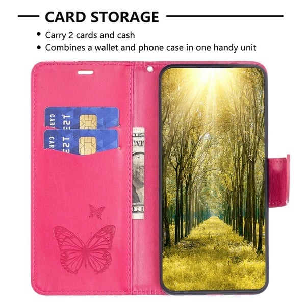 iPhone 16 Pro Max Fodral Med Fjäril Tryck Rosa