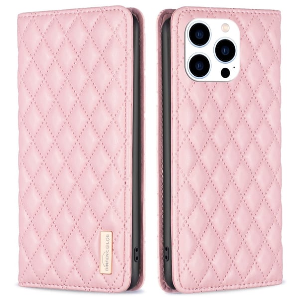 BINFEN iPhone 16 Pro Max Fodral Diamond Flip Rosa