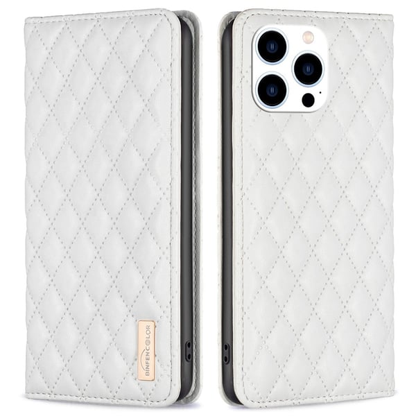 BINFEN iPhone 16 Pro Max Fodral Diamond Flip Vit