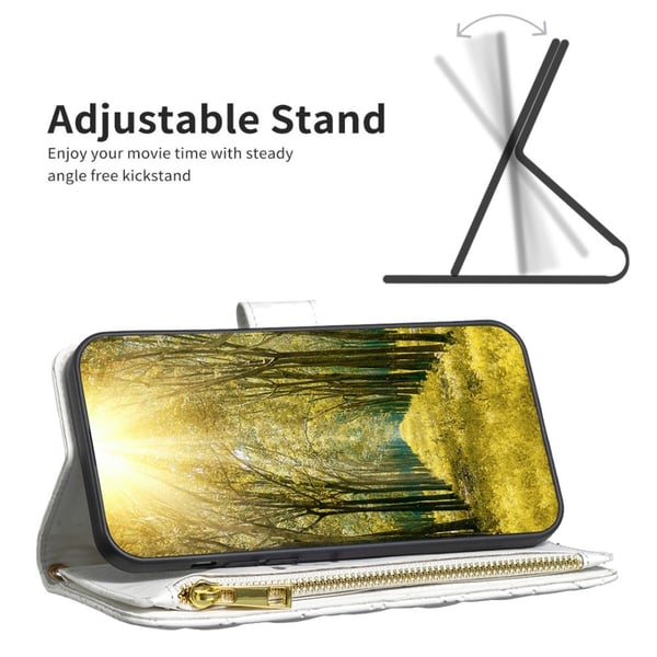 BINFEN iPhone 16 Pro Max Fodral Diamond Multifunktionell Vit