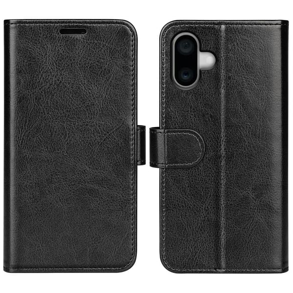 iPhone 16 Fodral Läder Crazy Horse Svart