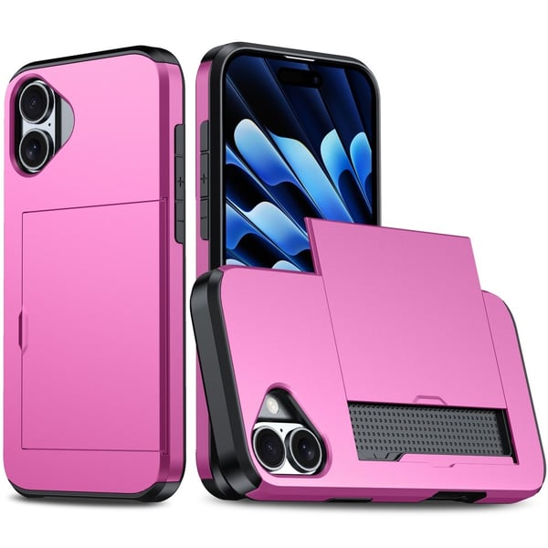 iPhone 16 Skal Hybrid Med Kortfack Rosa iPhone 16 Skal Hybrid Med Kortfack Rosa