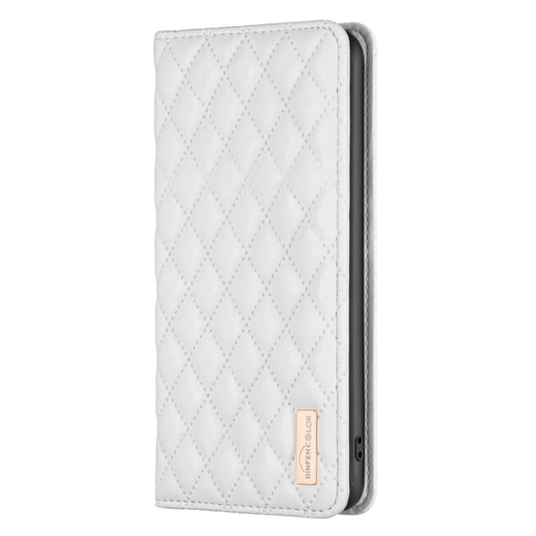 BINFEN iPhone 16 Pro Fodral Diamond Flip Läder Vit