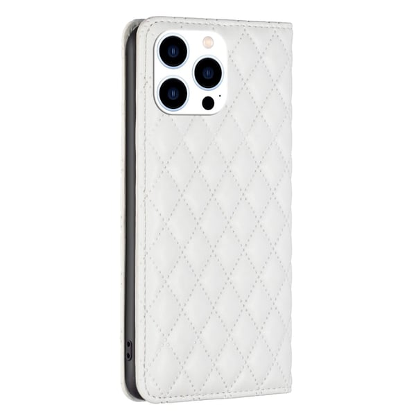 BINFEN iPhone 16 Pro Fodral Diamond Flip Läder Vit