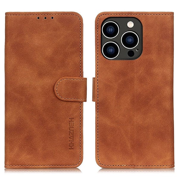 KHAZNEH iPhone 16 Pro Fodral Retro Läder Brun