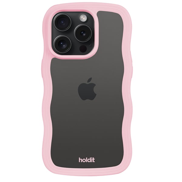 holdit iPhone 14 Pro Max Skal Wavy Pink Transparent