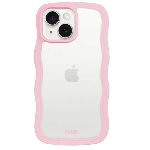 holdit iPhone 15/14/13 Skal Wavy Pink Transparent holdit iPhone 15/14/13 Skal Wavy Pink Transparent