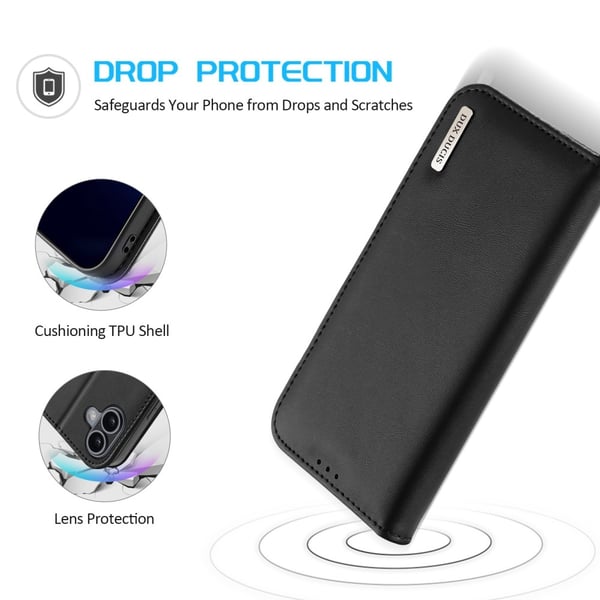 DUX DUCIS iPhone 16 Plus Fodral HIVO Äkta Läder Svart