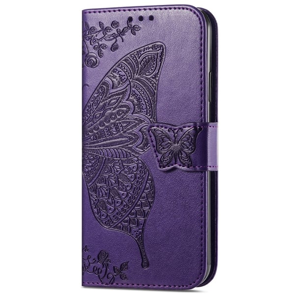 iPhone 16 Fodral Fjäril Tryck Mörk Lila