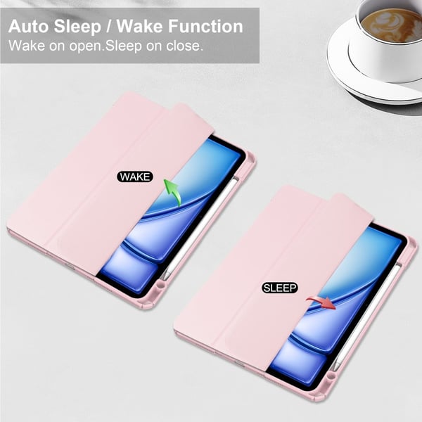 iPad Air 13 2026-2024 Fodral Hybrid Med Pennhållare Rosa