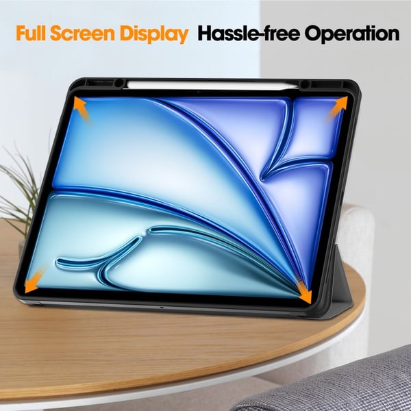 iPad Air 13 2026-2024 Fodral Tri-Fold Pennhållare Grå
