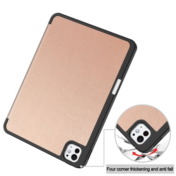 iPad Pro 11 2025/2024 Fodral Tri-Fold Pennhållare Roséguld